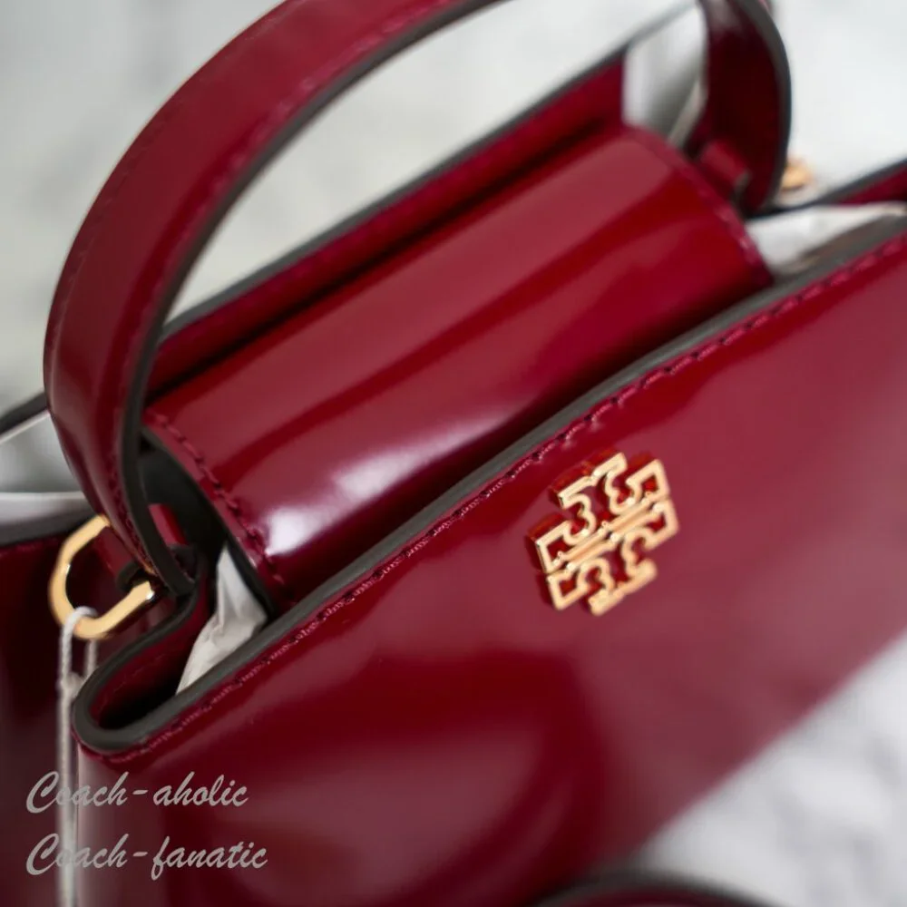 Tory Burch Britten Smooth Leather Mini Satchel Crossbody in Bartlett Red 162831